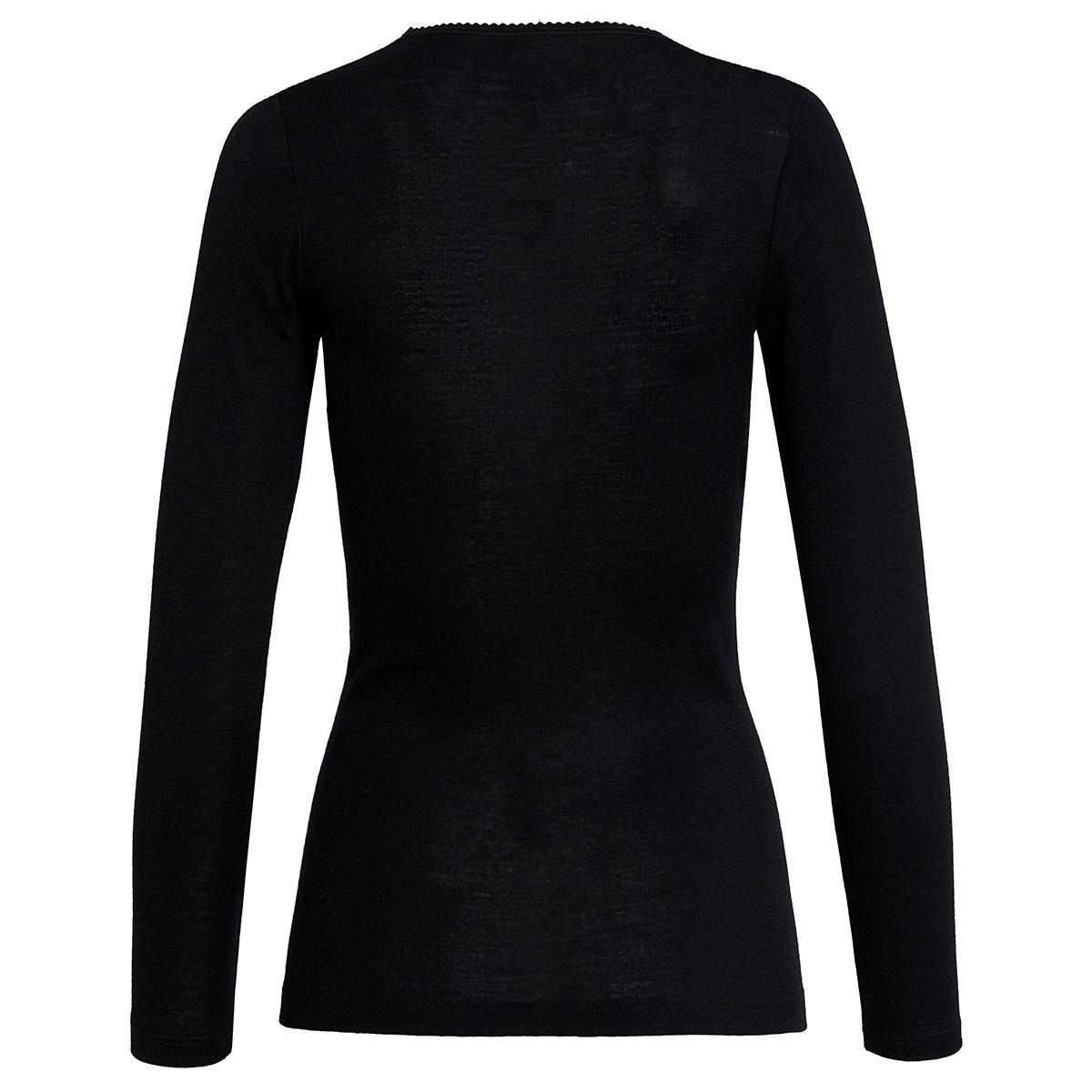 Susa Langarm-Shirt Sangora mit Spitze in schwarz in der Rückansicht
